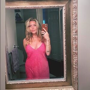 A New Day Pink and White Polka Dot Blouse